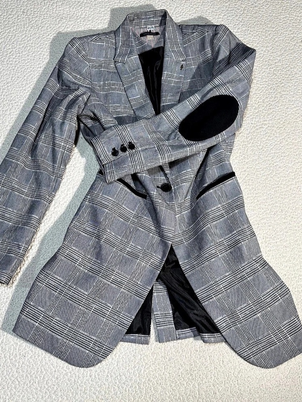 Tommy Hilfiger Women's Single-Button Elbow-Patch Plaid Blazer Gray & Black Size